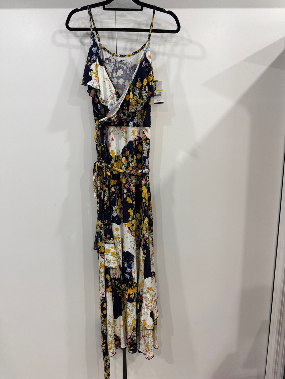 Floral Navy & White Ruffled Maxi Dress (AA box)